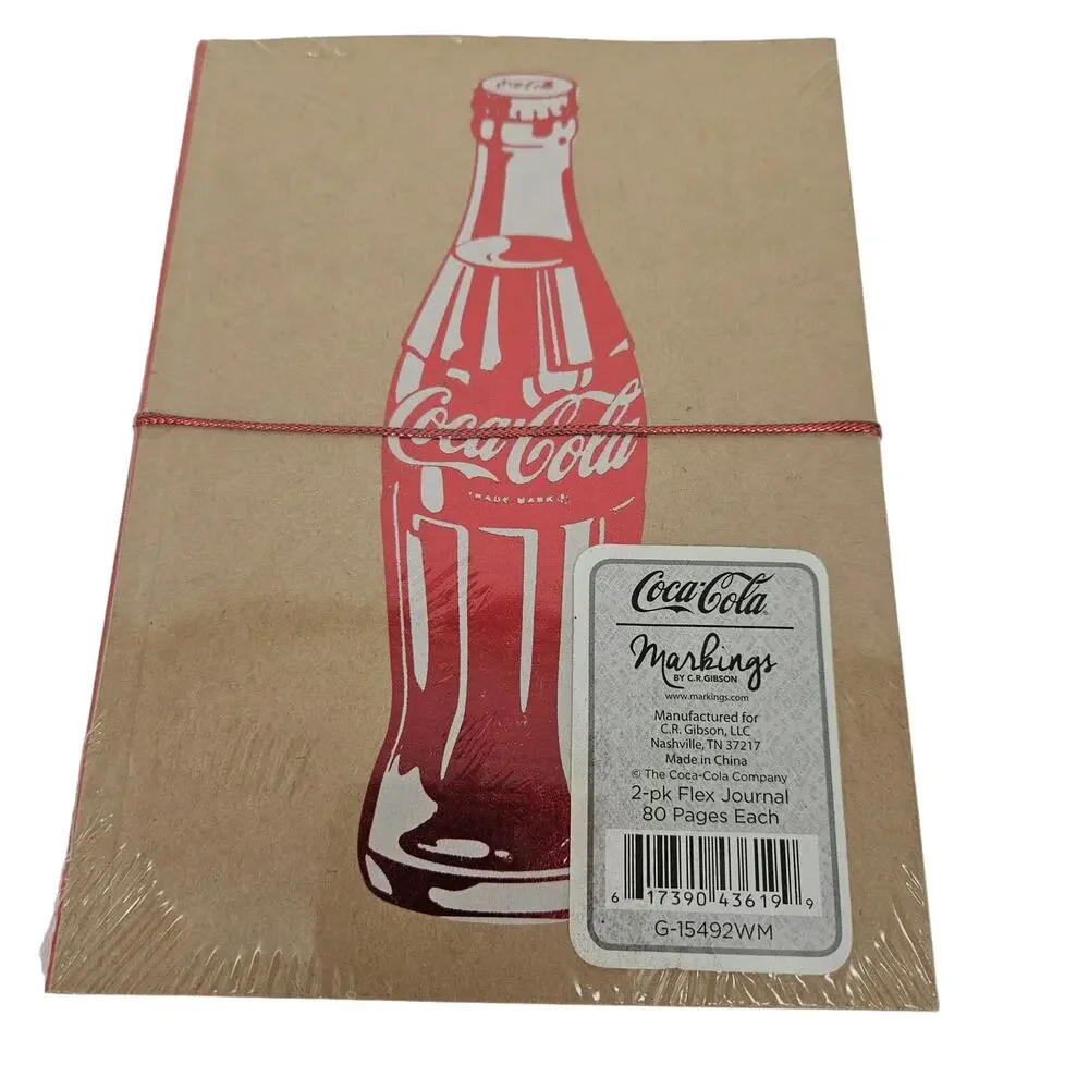 2PK Coca Cola Flex Journal Writing Blank Pages NEW Coke Soda  Markings CR Gibson